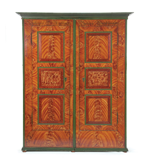 Wardrobe, or schrank, Bluffton, Ohio, dated 1858. Image courtesy of the Midwest Antiques Forum.